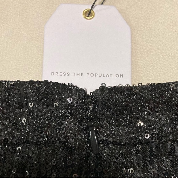NWT Dress the Population Black Sequined Wide Leg Dina Pant | Inseam 32.5 - Picture 13 of 15